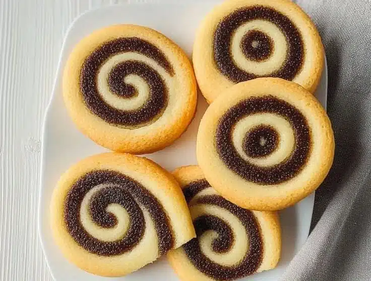 Fun and Easy Pinwheel Cookies 2 Colorful pinwheel cookies stacked on a plate, showcasing layers of dough.