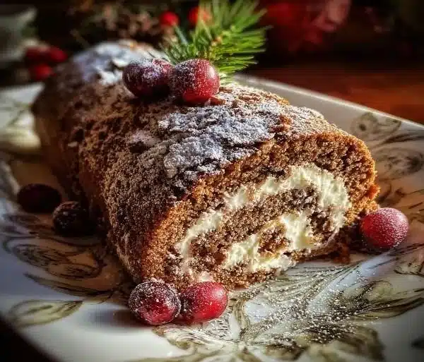 Ginger Bread Yule Log Cake 7 Delicious Ginger Bread Yule Log Cake decorated for the holidays
