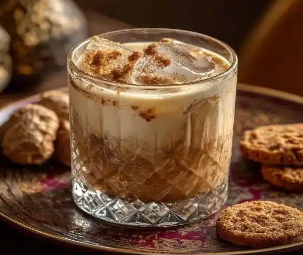 Gingerbread White Russian Holiday Cocktail 4 Gingerbread White Russian Holiday Cocktail in a festive glass