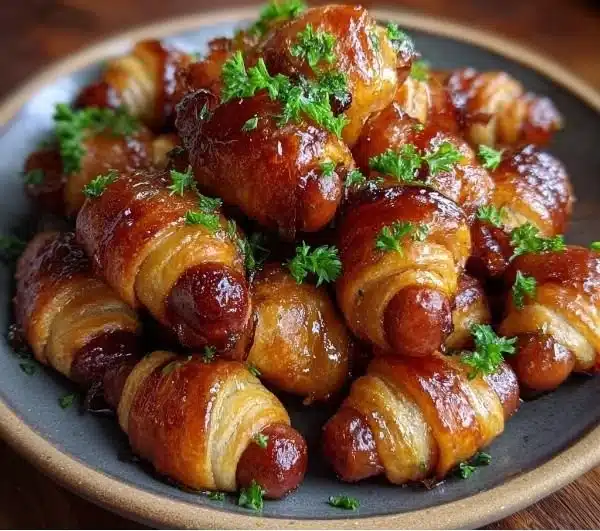 Delicious glazed pigs in a blanket appetizer