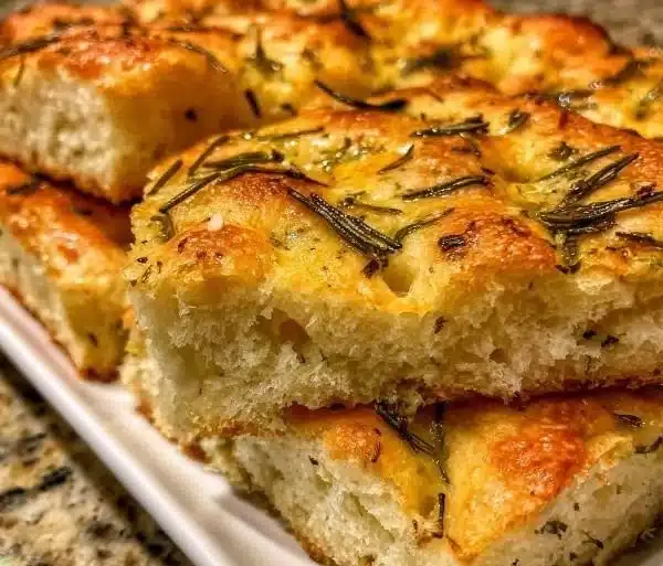 Freshly baked gluten-free focaccia bread with herbs and olive oil