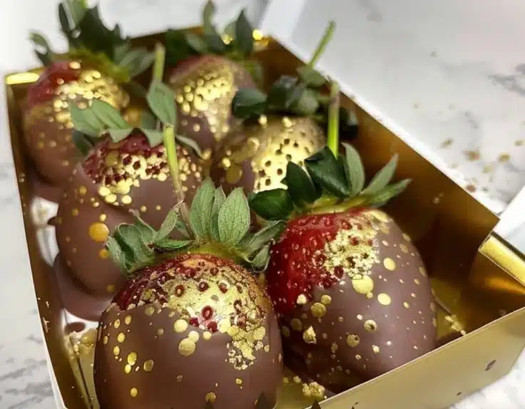 Delicious gold-dusted chocolate strawberries for elegant desserts