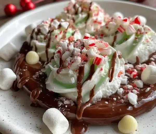Delicious Grinch Hot Chocolate topped with whipped cream and festive sprinkles.