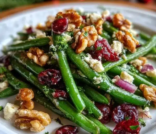 Holiday Green Bean Salad with Feta, Cranberries and Walnuts