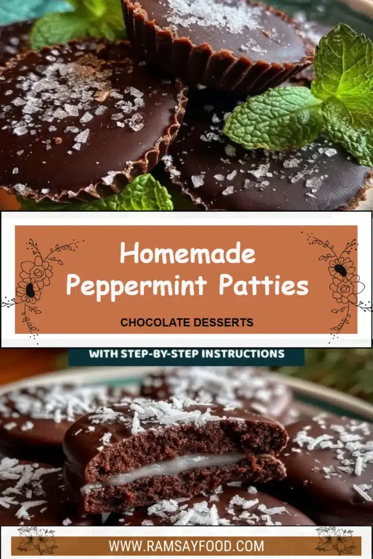 Homemade Peppermint Patties 5 Homemade peppermint patties on a plate with chocolate coating.