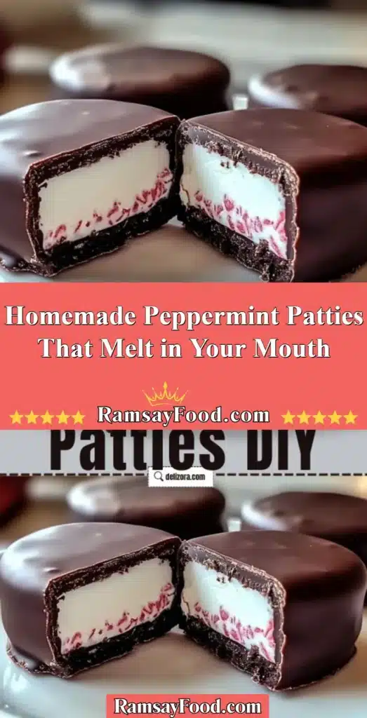 Homemade peppermint patties on a decorative plate