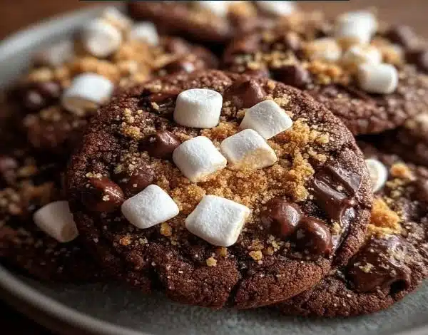 Delicious hot chocolate cookies filled with mini marshmallows