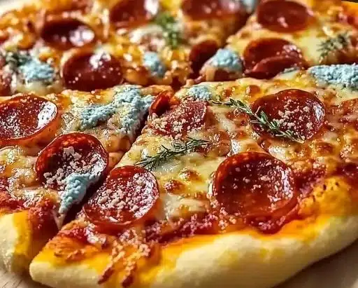 Delicious hot honey pepperoni pizza with a spicy, sweet glaze for dinner.