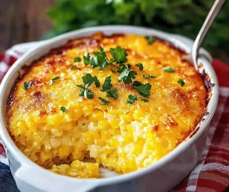 Irresistibly Creamy Easy Jiffy Corn Casserole for Family Gatherings 6 Irresistibly creamy Jiffy corn casserole served at a family gathering