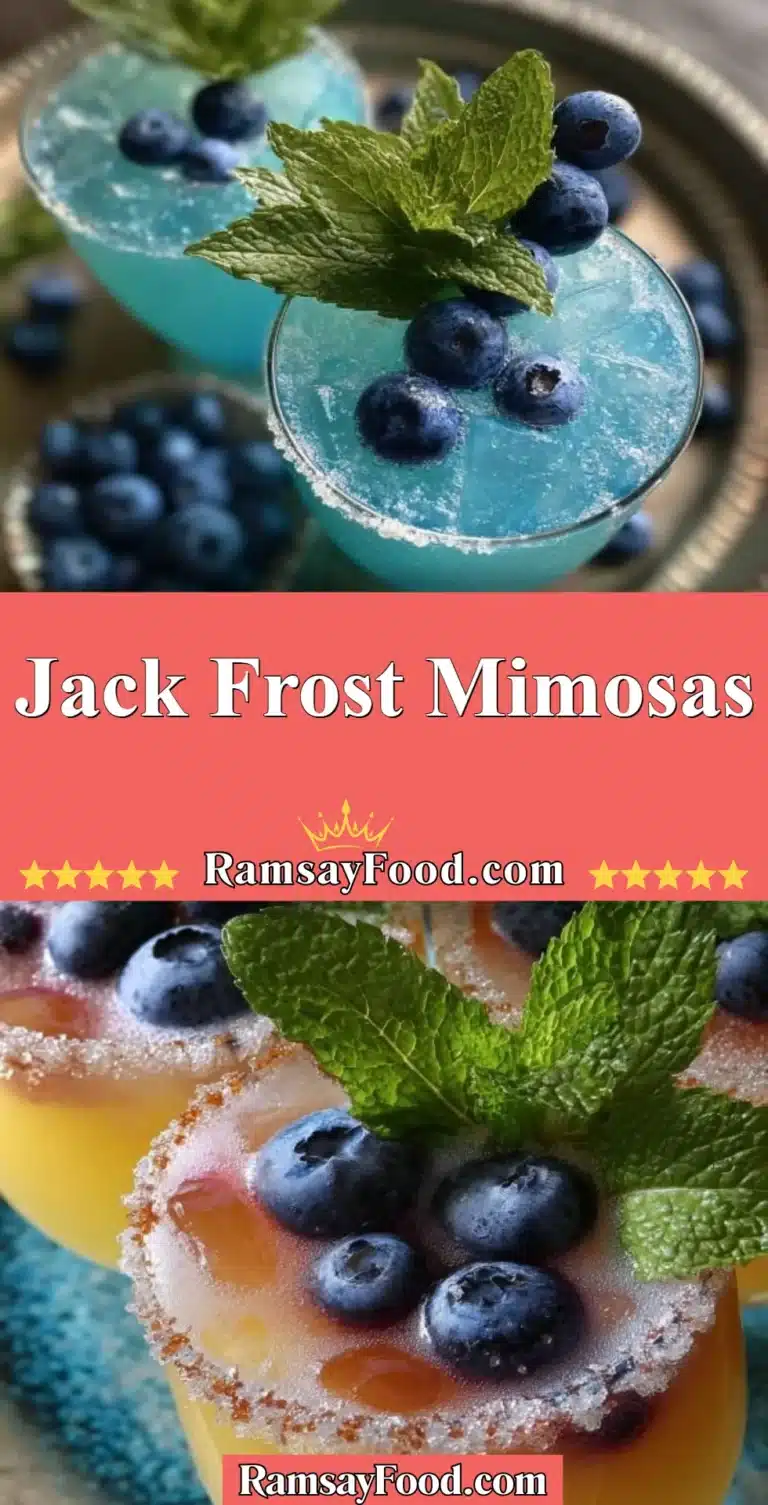 Jack Frost Mimosas 9 Refreshing Jack Frost Mimosas in a glass garnished with berries and mint.