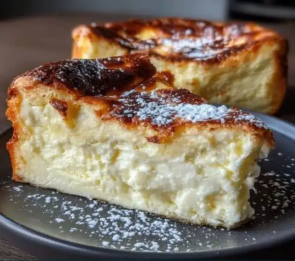 Loaf Pan Basque Cheesecake with a caramelized top and creamy interior