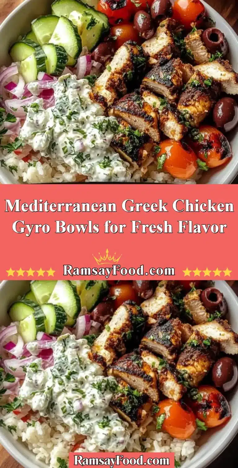 Mediterranean Greek Chicken Gyro Bowls for Fresh Flavor 5 Mediterranean Greek Chicken Gyro bowl filled with fresh ingredients and flavors