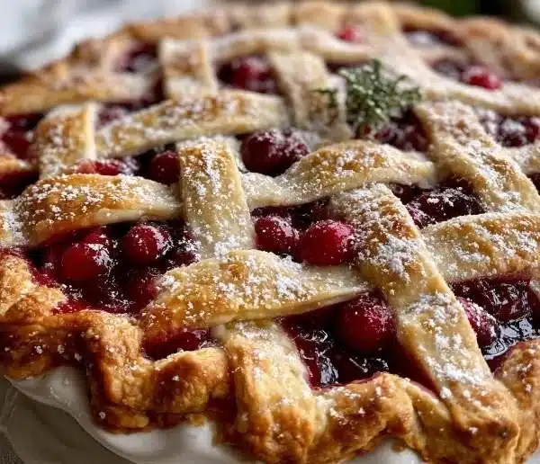 Delicious Nantucket Holiday Cranberry Pie served on a festive table