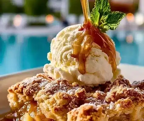 Delicious homemade apple cobbler with a golden crust and fresh apple filling