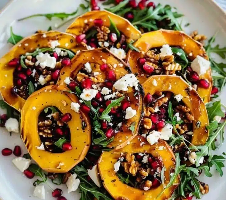 Pomegranate Molasses Roasted Delicata Squash 8 Pomegranate molasses drizzled over roasted delicata squash slices