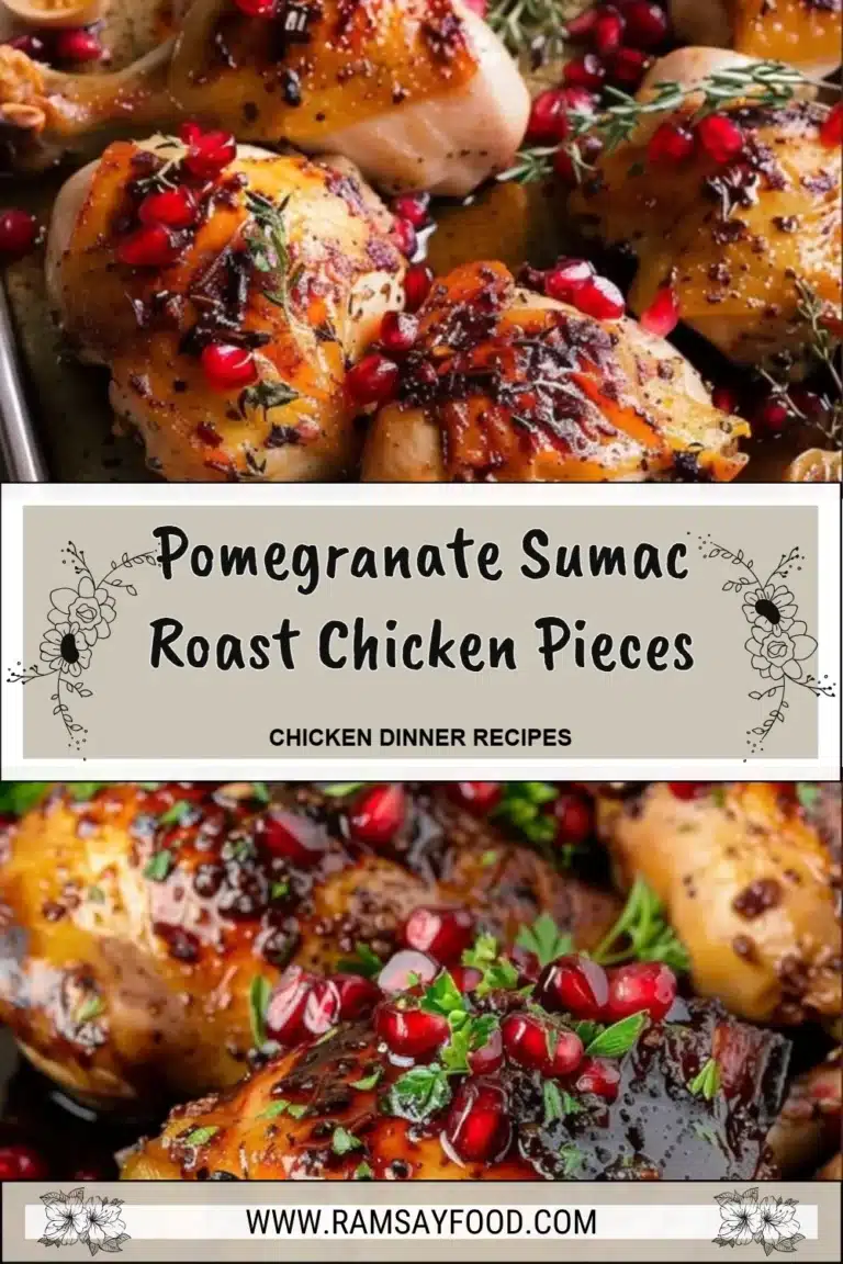 Pomegranate Sumac Roast Chicken Pieces 6 Pomegranate sumac roast chicken pieces garnished with herbs and spices.