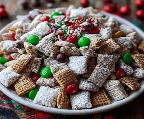 Reindeer Food Christmas Puppy Chow 5 Festive Reindeer Food Christmas Puppy Chow in a colorful bowl