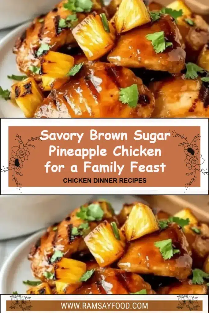 Savory brown sugar pineapple chicken served on a plate, showcasing vibrant flavors.