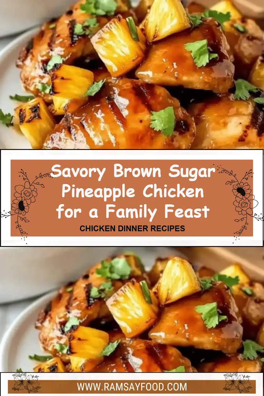 Savory brown sugar pineapple chicken served on a plate, showcasing vibrant flavors.