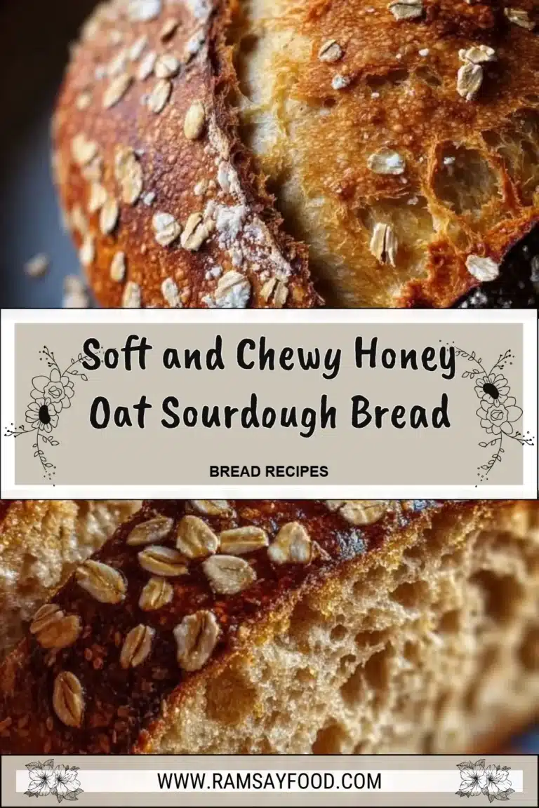 Freshly baked honey oat sourdough bread on a wooden cutting board