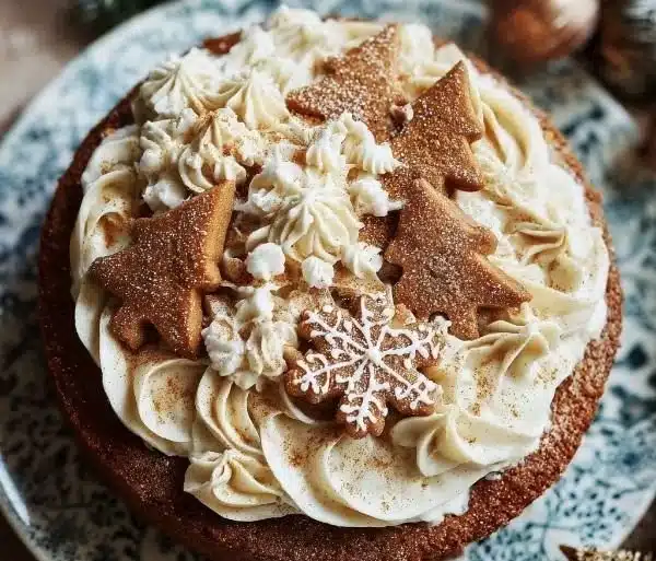 Spiced Creamy Gingerbread Frosting with Vanilla Infusion 2 Creamy gingerbread frosting with spiced vanilla infusion on holiday cookies