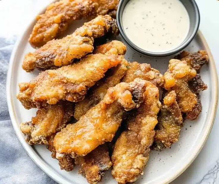 Steak Fingers 5 Crispy and juicy steak fingers served with dipping sauce