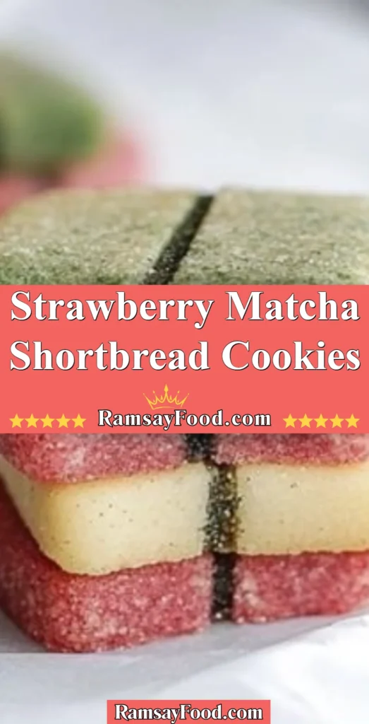 Delicious Strawberry Matcha Shortbread Cookies on a plate