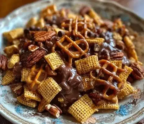 Toffee Chex Mix 6 Delicious homemade toffee Chex mix in a bowl