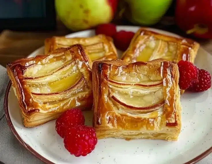 Delicious upside-down puff pastry tarts with fruit topping