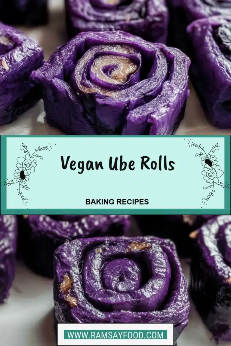 Delicious vegan ube rolls with a vibrant purple color and fluffy texture.