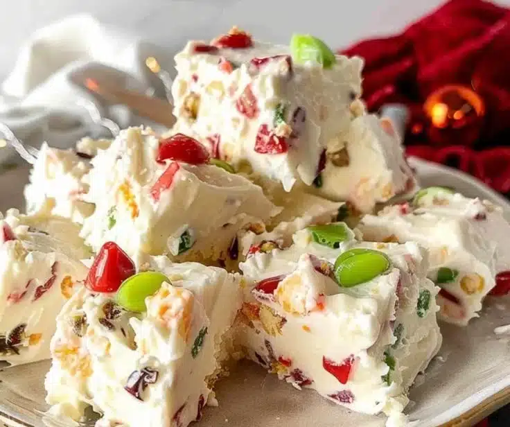 White Christmas Slice recipe with festive ingredients and holiday cheer.