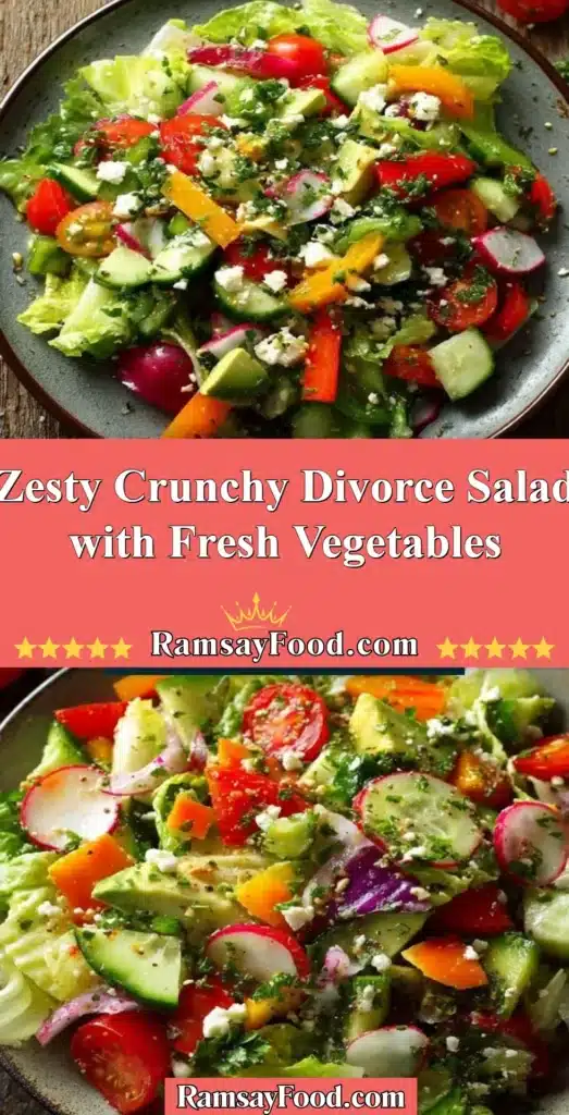 Zesty Crunchy Divorce Salad loaded with fresh vegetables and vibrant flavors