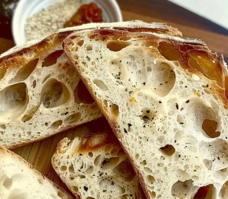 Delicious Black Pepper Parmesan Sourdough Flatbread served at dinner
