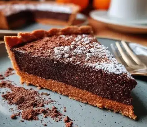 Dark Chocolate Pumpkin Tart with rich chocolate and pumpkin filling