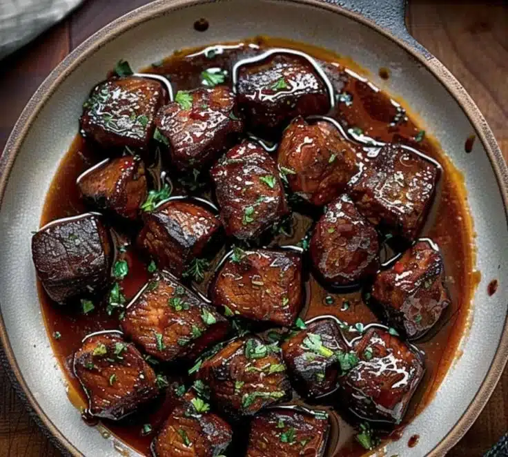 Firecracker steak bites served with chili butter sauce