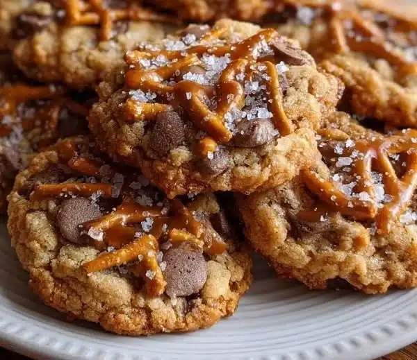Delicious salted caramel crunch cookies with a golden brown finish