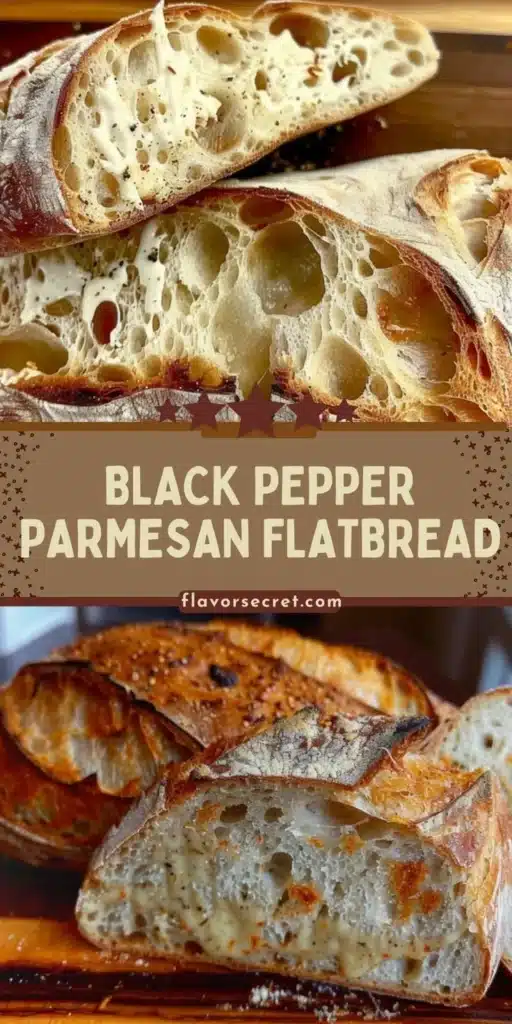 Homemade black pepper parmesan sourdough flatbread served for dinner