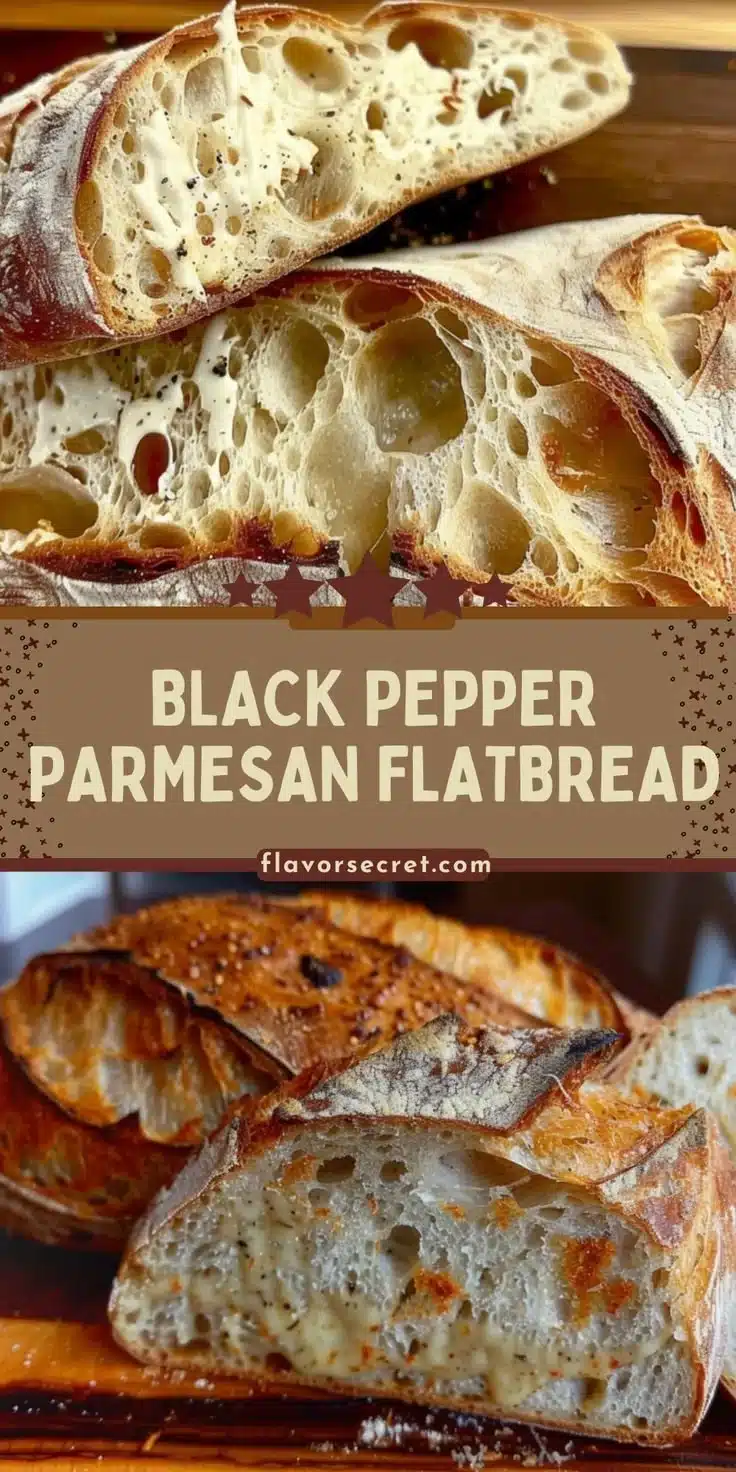 Homemade black pepper parmesan sourdough flatbread served for dinner