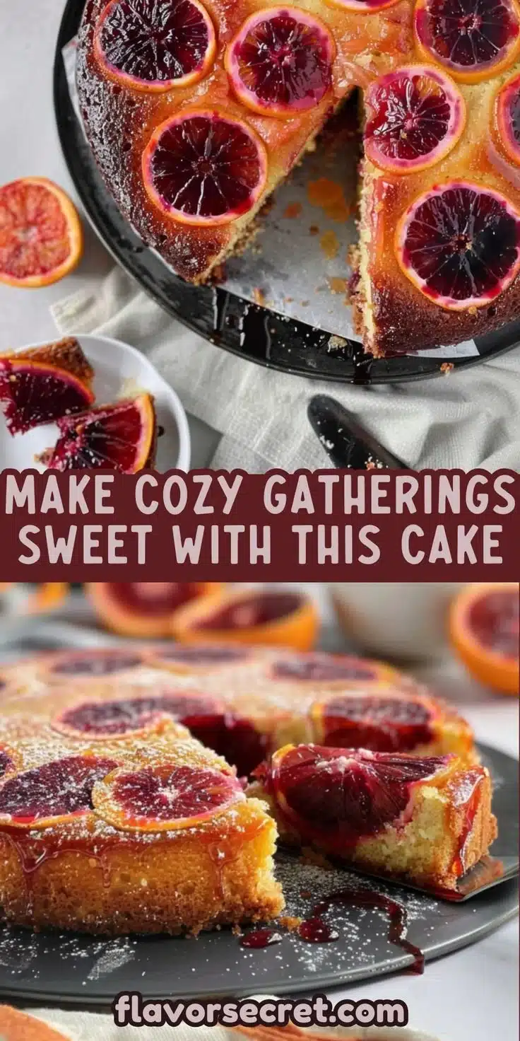 Blood Orange & Cardamom Olive Oil Cake topped with vibrant citrus slices