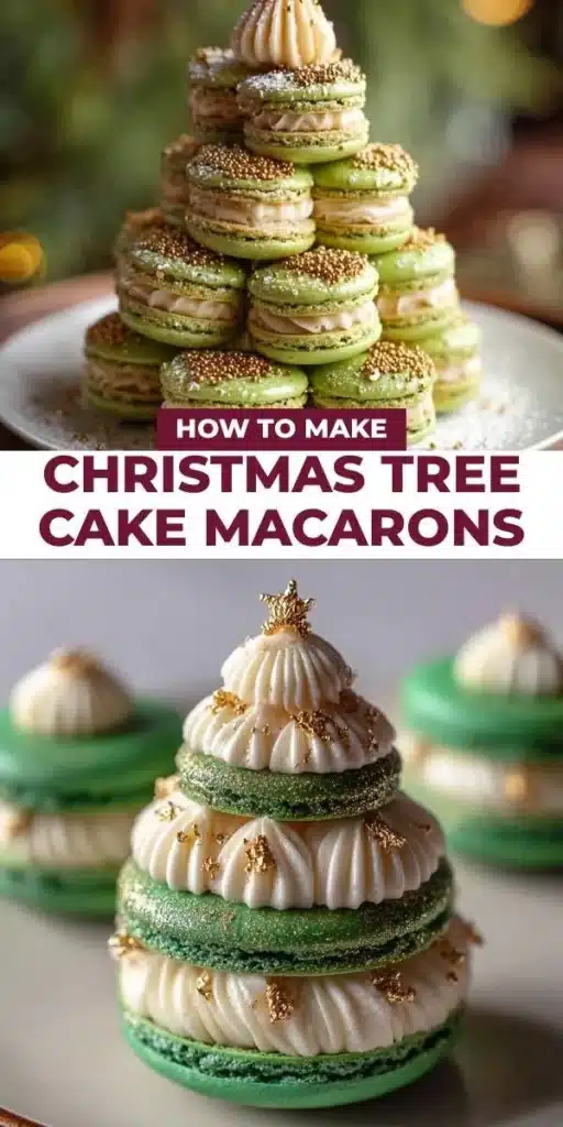 Beautifully decorated Christmas Tree Cake Macarons for festive celebrations