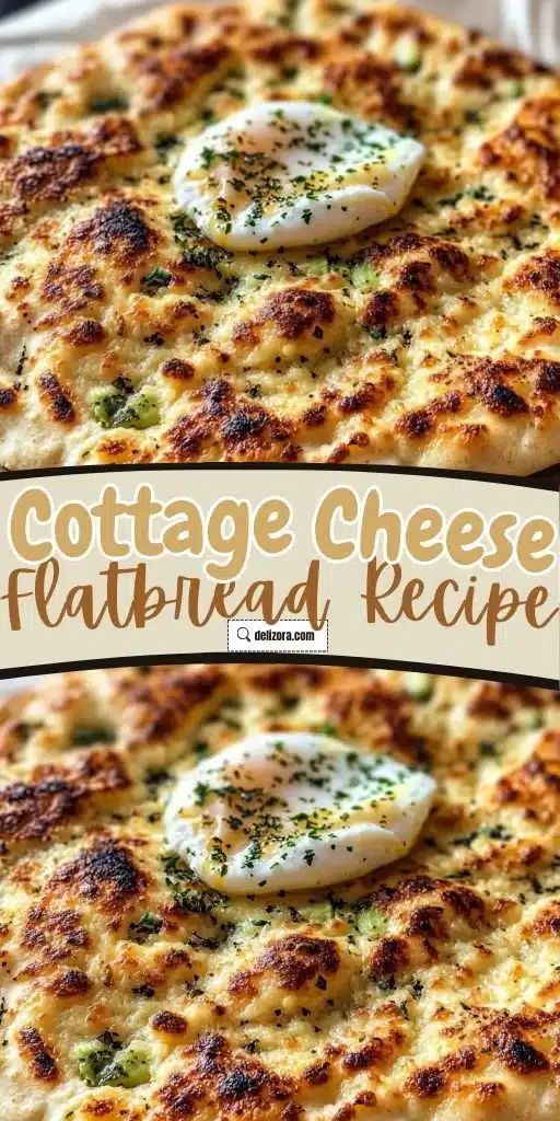 Homemade cottage cheese flatbread served on a wooden board