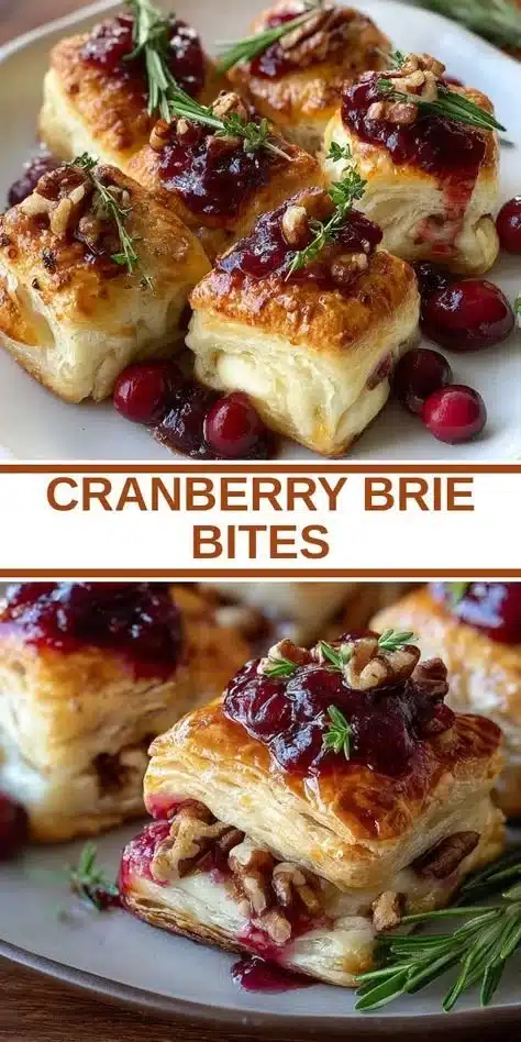 Delicious Cranberry Brie Bites on a serving platter