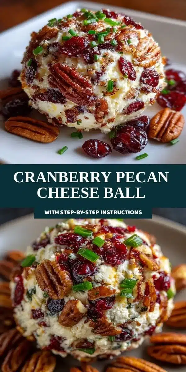 Cranberry Pecan Cheese Ball served on a platter with crackers
