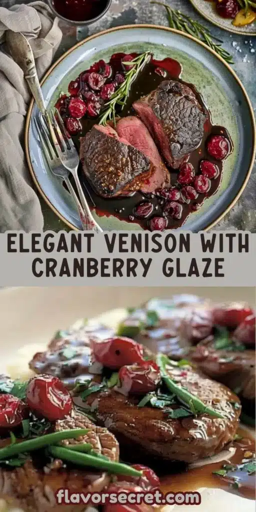 Cranberry and Port Glazed Venison served with side dishes