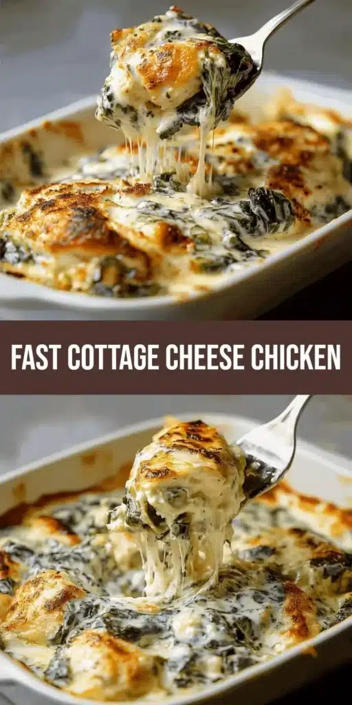 Creamy spinach artichoke chicken dish topped with melted cheese.