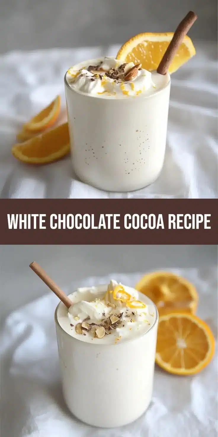 Creamy White Chocolate Orange Cocoa in a cozy winter setting
