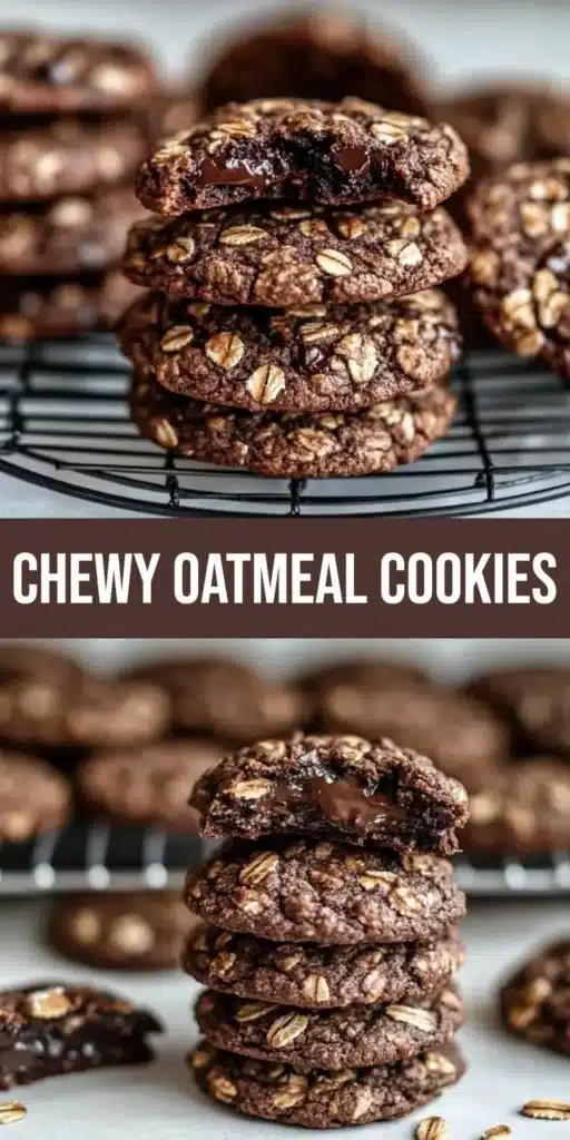 Decadent dark chocolate oatmeal cookies baked to perfection