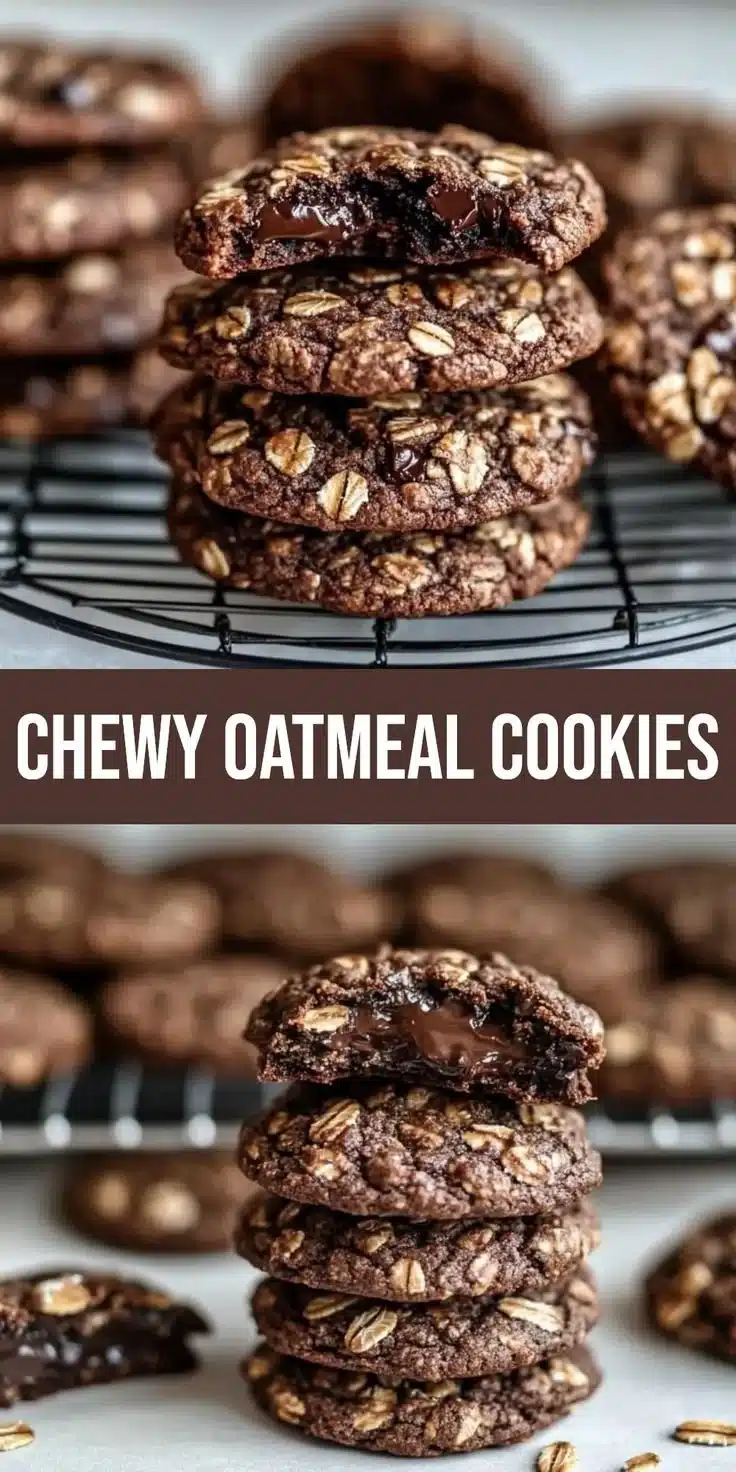 Decadent dark chocolate oatmeal cookies baked to perfection