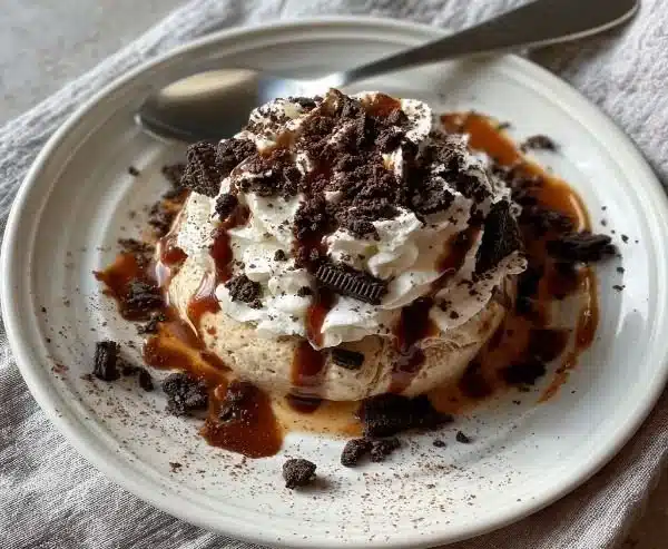 Dirty Snowman Baileys Ice Cream Cocktail in a festive glass with toppings