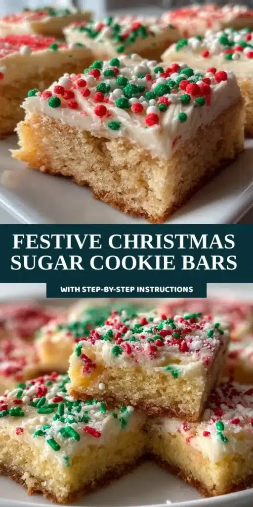Delicious festive Christmas sugar cookie bars topped with colorful sprinkles